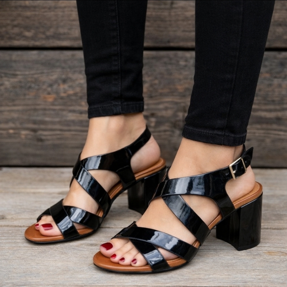 Patrizia by Spring Steps Laci Modern Minimalist Block Heel Sandals 8.5M